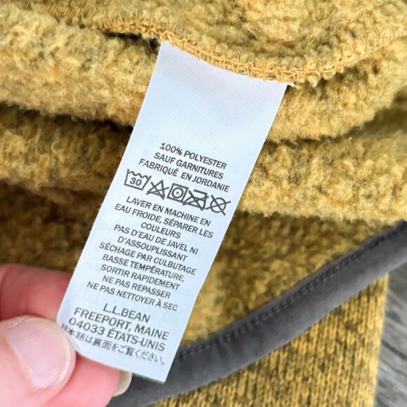 L.L. Bean Yellow Fleece Pullover Quarter Snap Sweater Men's L Cabincore Heritage - Picture 7 of 8